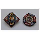 2 Italian Micro Mosaic Brooches vtg