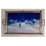 Art Deco Winter Skier Motif Serving Tray