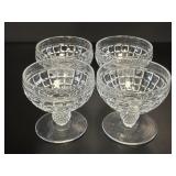 Victorian Pressed Glass Waffle Bowls with Knop