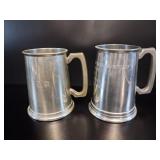 Pair of Vintage Engraved Pewter Tankards