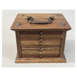 Antique Oak Coaster Caddy with Drawers