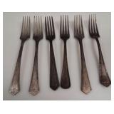 6 Wm. Rogers Art Deco Silverplated Forks