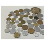 Assorted International Coins and ADL Medal