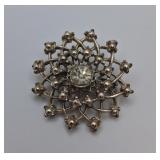 Silver-Tone Starburst Brooch vtg
