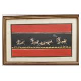 Signed Pompeian Fresco Chariot Race Gouache