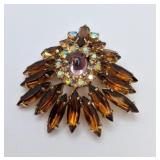 Mid-Century Rhinestone Cluster Brooch vtg