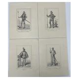 Set of 4, Old French King Engravings