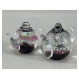 Studio Art Glass Teapot Paperweights (Pair)