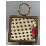 ALDO Woven Cane Top Handle Bag
