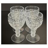 Heisey Victorian Waffle Double Ball Stem Goblets