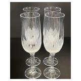 Frosted Petal Crystal Champagne Flutes - Set of 4