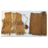 Native American Fringed Suede Ensemble & Pouch
