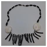 Black Coral & Shell Statement Necklace