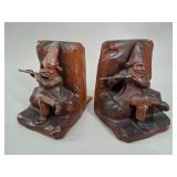 ANRI Italy Hand-Carved Wooden Gnome Bookends