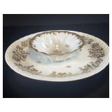 Porcelaine de France Gold Rose Plate and Bowl Set