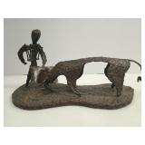 Juneau Brutalist Bronzed Matador & Bull Sculpture