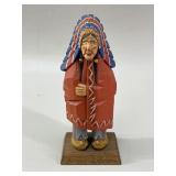 Carved Wood Chief Figure by Jim N. McLaughlin