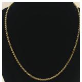 VTG 18K Yellow Gold Rope Chain Necklace