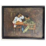 Signed Sandra Marchetti Chess Players Painting