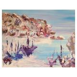 Cï¿½cile Gervais Coastal Village Landscape Oil