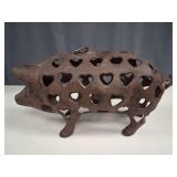 Large Cast Iron Pig Garden Lantern vtg