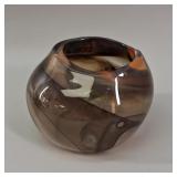 Mid-Century Murano Style Smoked Glass Bowl Vase