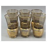 Mid-Century Culver Style Gold Base Glasses - Set