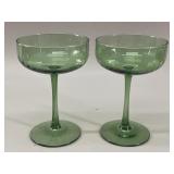 Nason Moretti Style Green Striped Cocktail Coupes