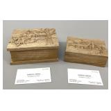 Pair of Adrien Arpin Carved Wood Boxes