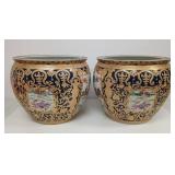 Chinese Export Porcelain Hunting Scene Fish Bowls