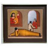 Jesï¿½s Leuus Mixed Media on Masonite Painting, 1980