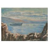 Signed Coastal Watercolour Painting