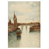 Lambereti, Italian Canal Scene, Watercolour