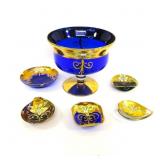 Vtg Murano Hi-Relief Floral Enamel Paint & 24kt