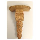 Carved Wood Leaf-Motif Wall Shelf