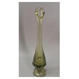 Avocado Green Fentin Valenica Swung Vase vtg