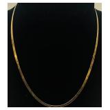 Gold Heart-Motif Herringbone Chain Necklace