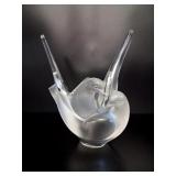 Signed Lalique France Sylvie Two Dove Vase
