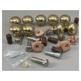 Set of 9 Polished Brass Cabinet Knobs with