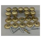 Set of 9 Brass Melon Cabinet Knobs