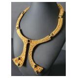 Robert Larin necklace gold tone signed modernist
