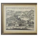 French etching 'Vue de la Ville de Lyon' between