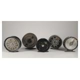 Collection of Five Vintage Fly Fishing Reel
