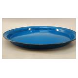 Mid Century Blue Enamel Round Serving Tray