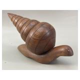 Carved Wood Snail Figurine VTG