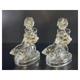 2 LE Smith Hummel Girl Goose Glass Figures