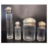 4 Antique Edwardian Cut Glass Vanity Jars