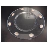 Glass Serving Tray with Silver 925 Medallions