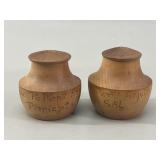 Vtg Hand Turned Beechwood Salt & Pepper Shakers