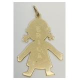 14K Yellow Gold Girl Charm Pendant